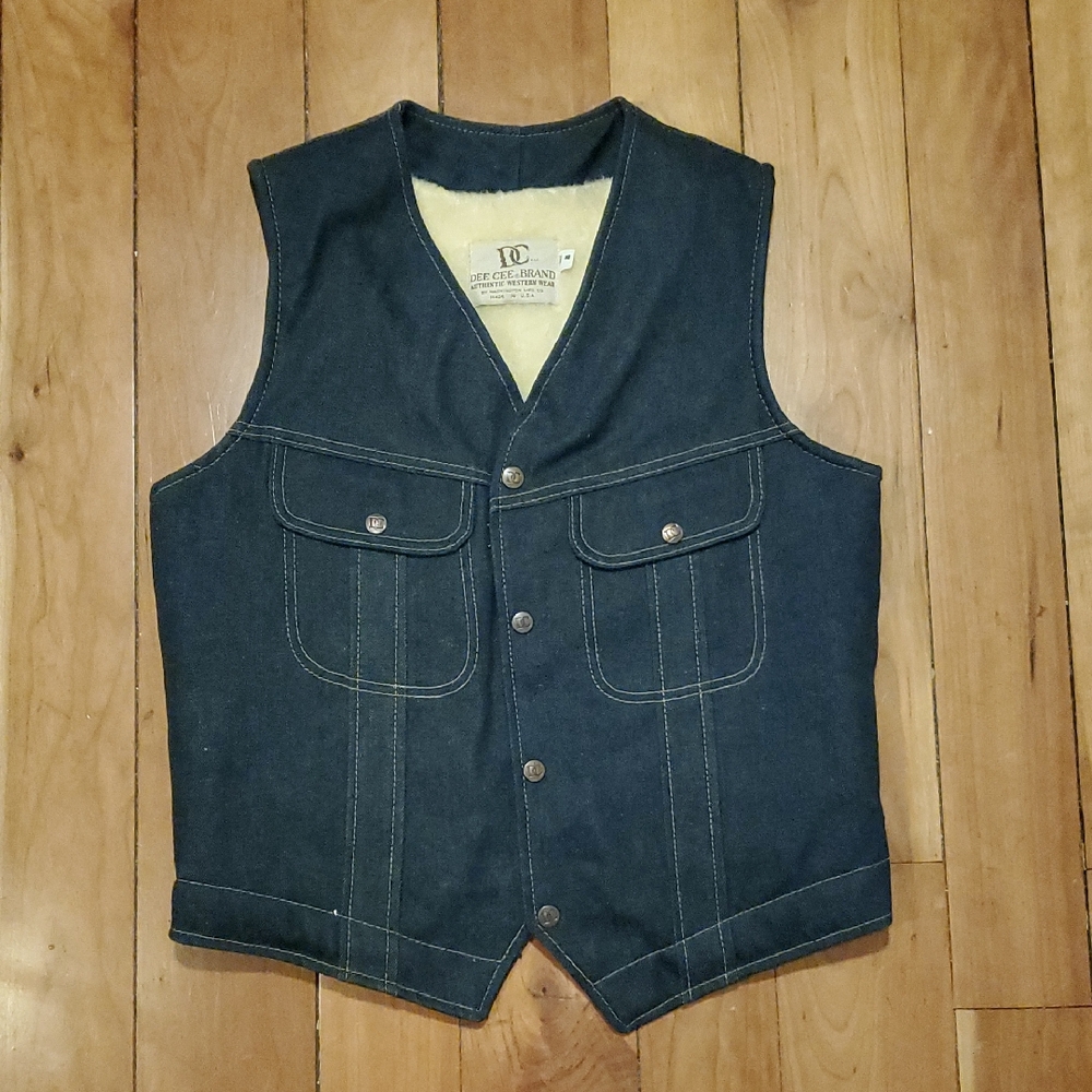 Dee Cee Vintage Dark Blue Western Lined Vest Medium